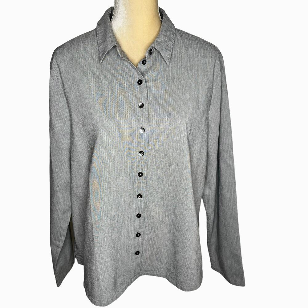 Elemente Clemente Gray Button Down Shirt Size 4 XL Boutique Boxy Lagenlook D1-20